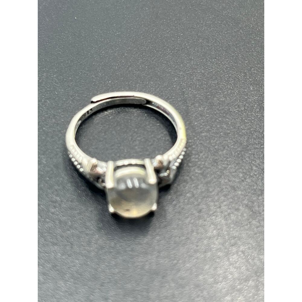 *Sterling Silver 925 Moonstone Oval Cabochon Stars Ring‎ Sz 8.75 Adjustable - Picture 7 of 8